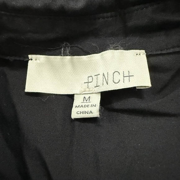 PINCH Button Down Shirt Dress M Black Tiered A-line Long Sleeve Boho - Picture 3 of 6